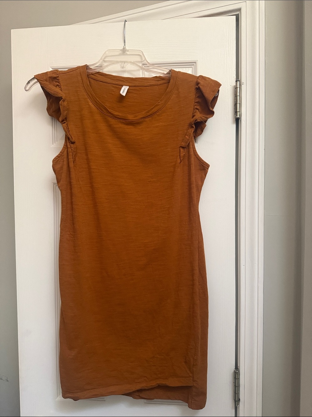 Wishlist Rust Orange Ruffle Sleeve Mini Dress